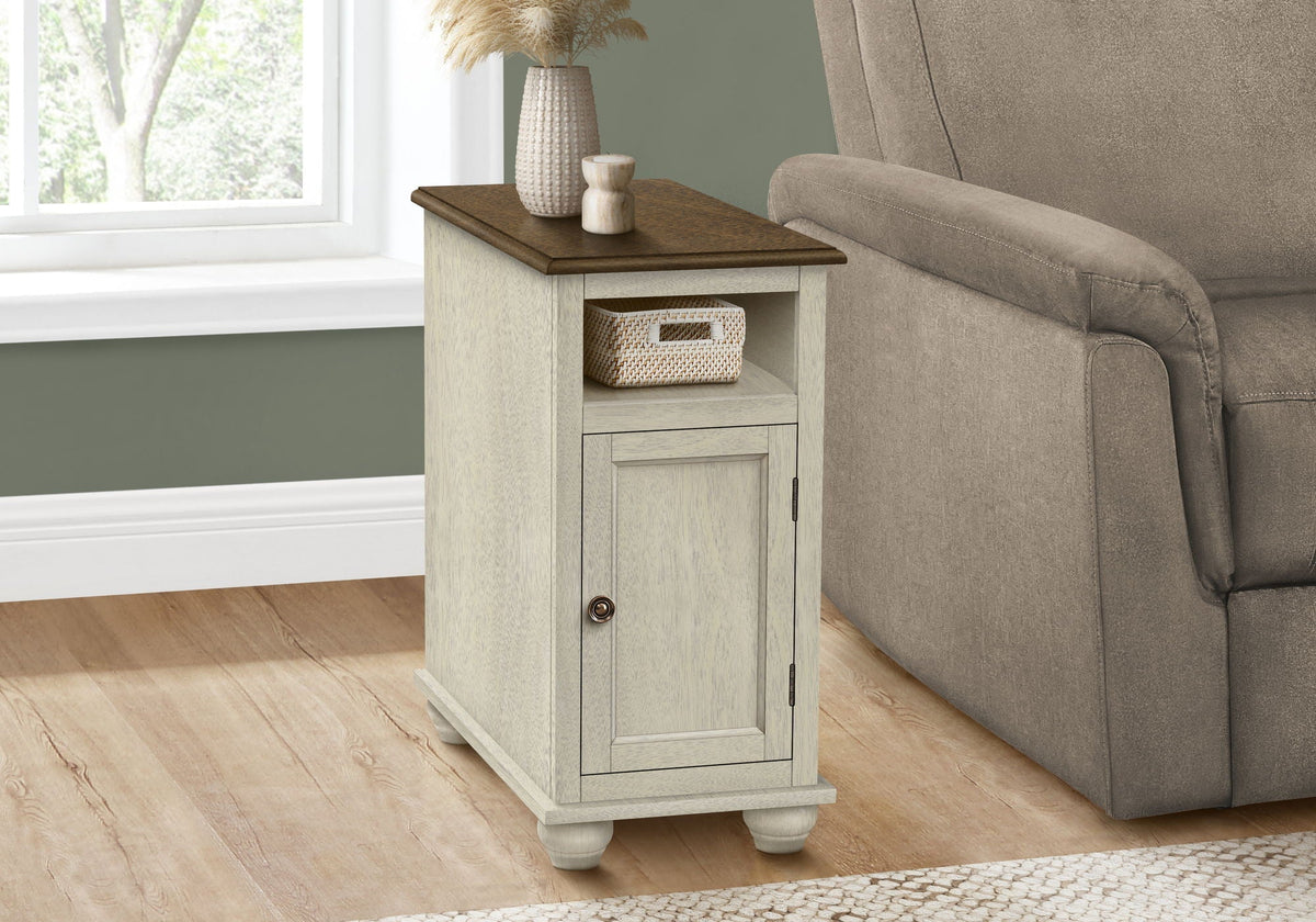 Accent End Table with Storage - Traditional Style, White