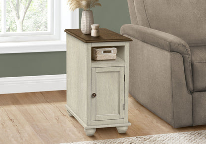 Accent End Table with Storage - Traditional Style, White