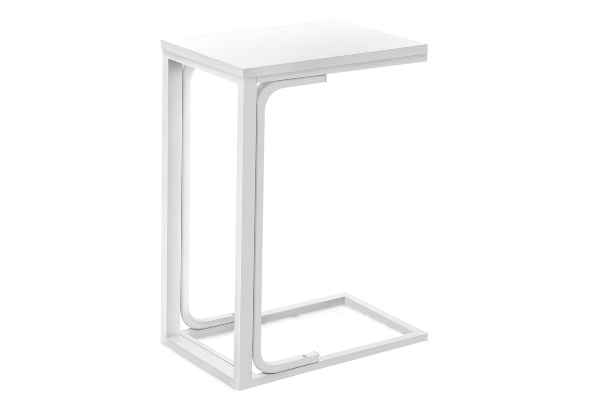 C-Shaped Accent Table with Metal Base - White