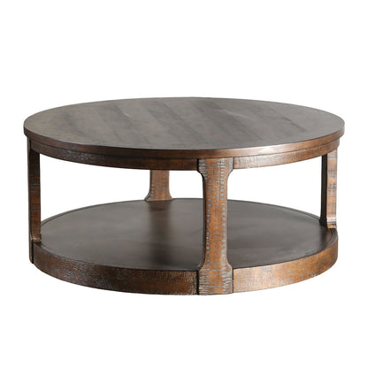 Transitional Espresso Coffee Table with Open Storage - Engineered Pine