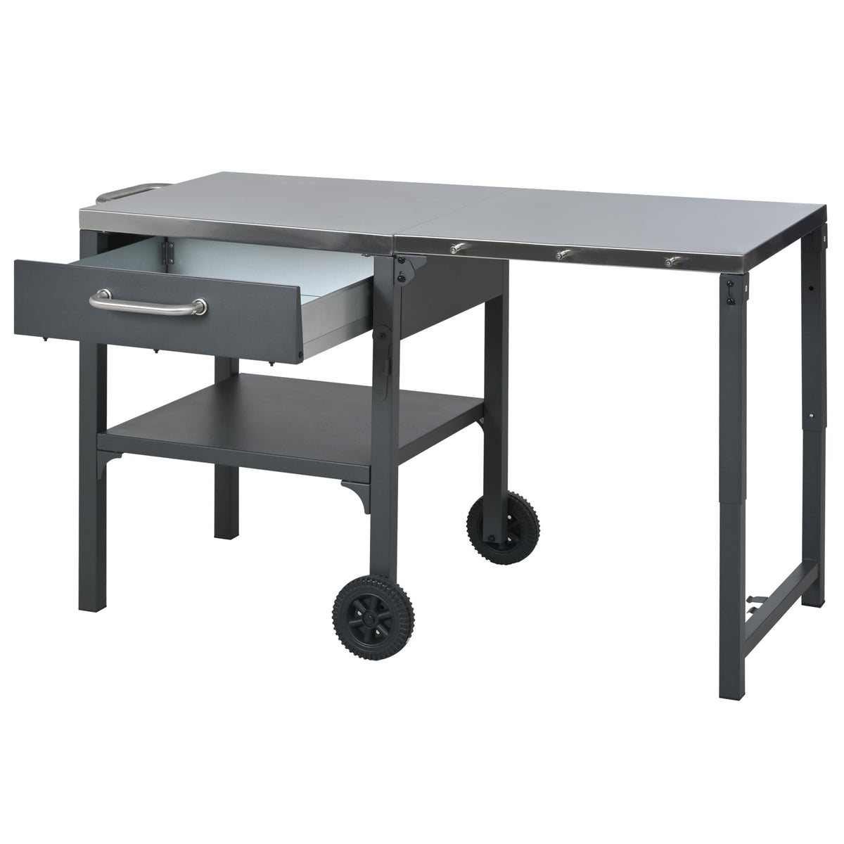 Outdoor Kitchen Cart Foldable Prep Station with Storage - Gray