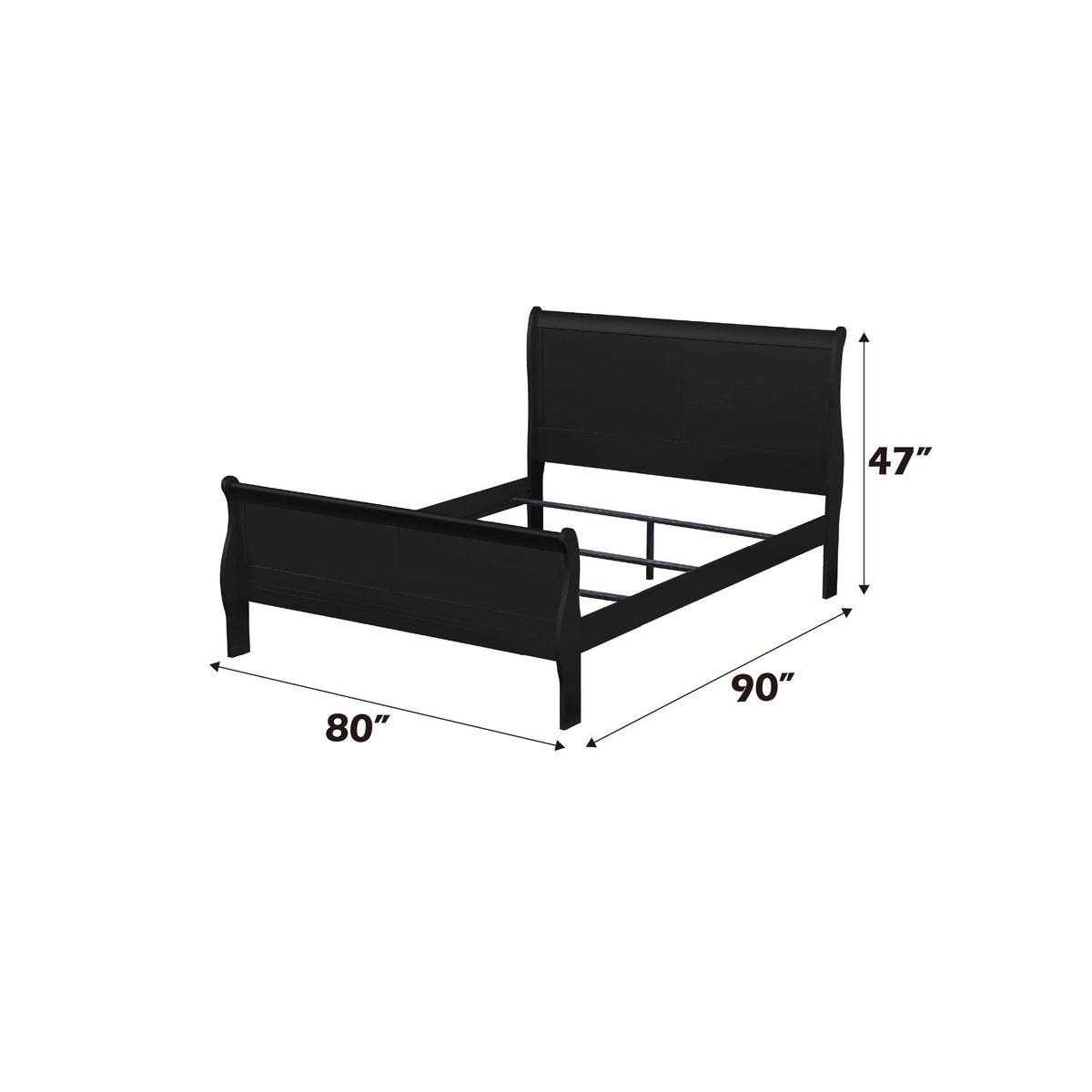 Louis Philippe Sleigh Style Bed with Classic Wood Construction - Multiple Colors