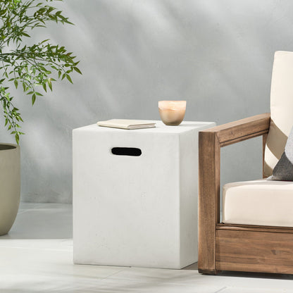 Modern Tank Holder Side Table with Smooth Concrete Surface - Dark Gray