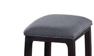 Gray Counter Height Stool with Backless Design - Fabric Seat