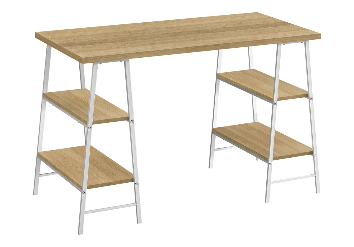 Industrial Computer Desk with Storage Shelves - Multiple Colors