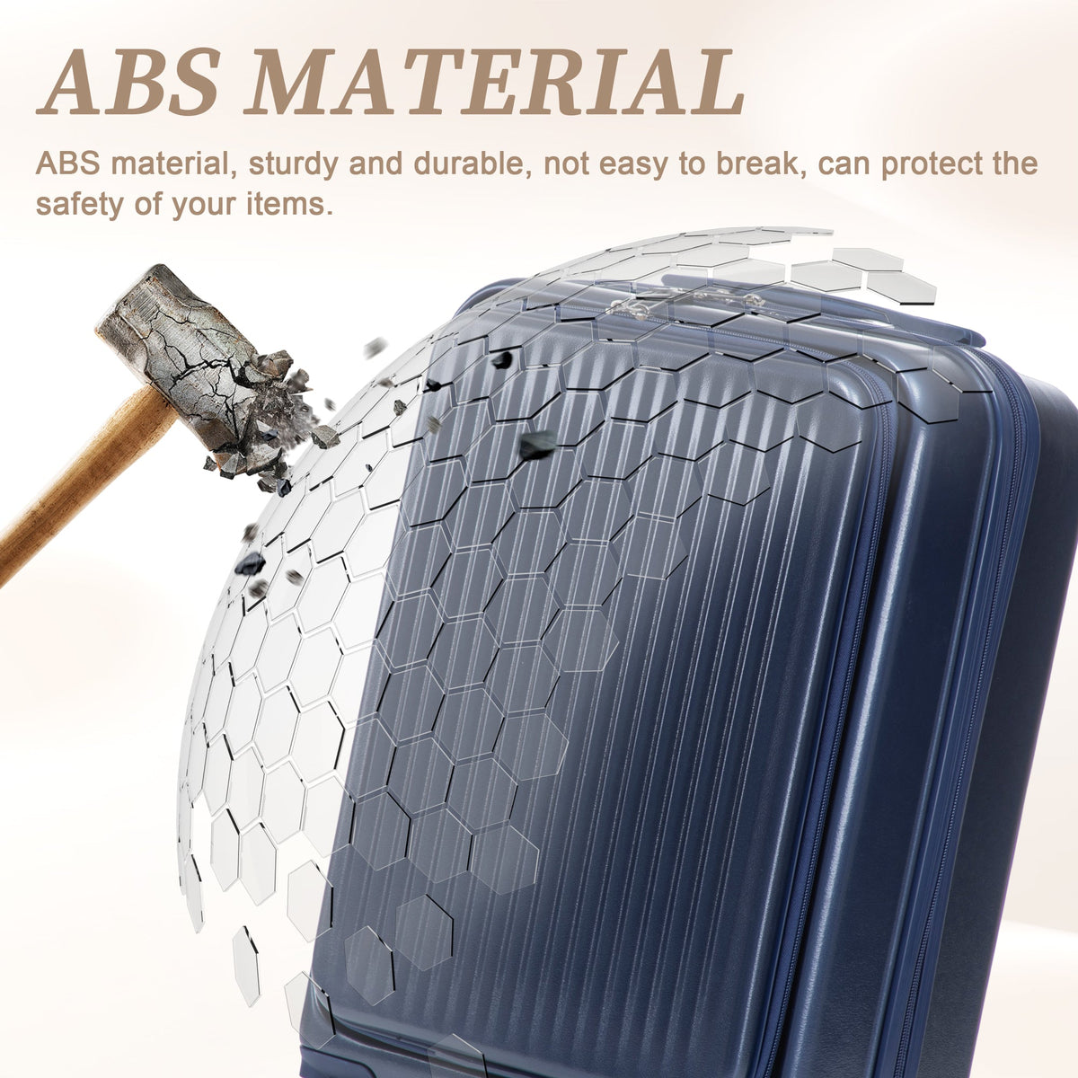 ABS Spinner Luggage Set with Combination Lock - Navy