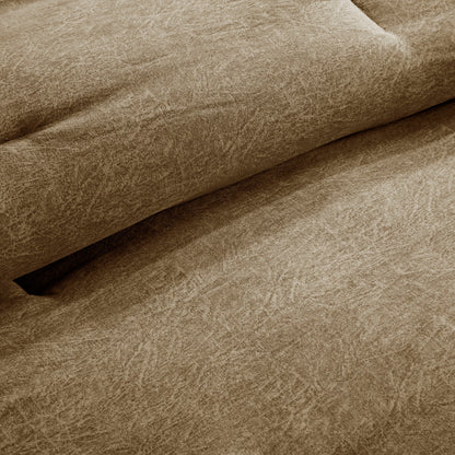 Faux Suede Comforter Set with Decorative Pillows - Brown