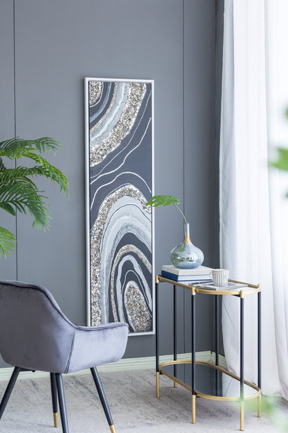 Elongated Rectangle Wall Art with Silver Frame - Multicolor