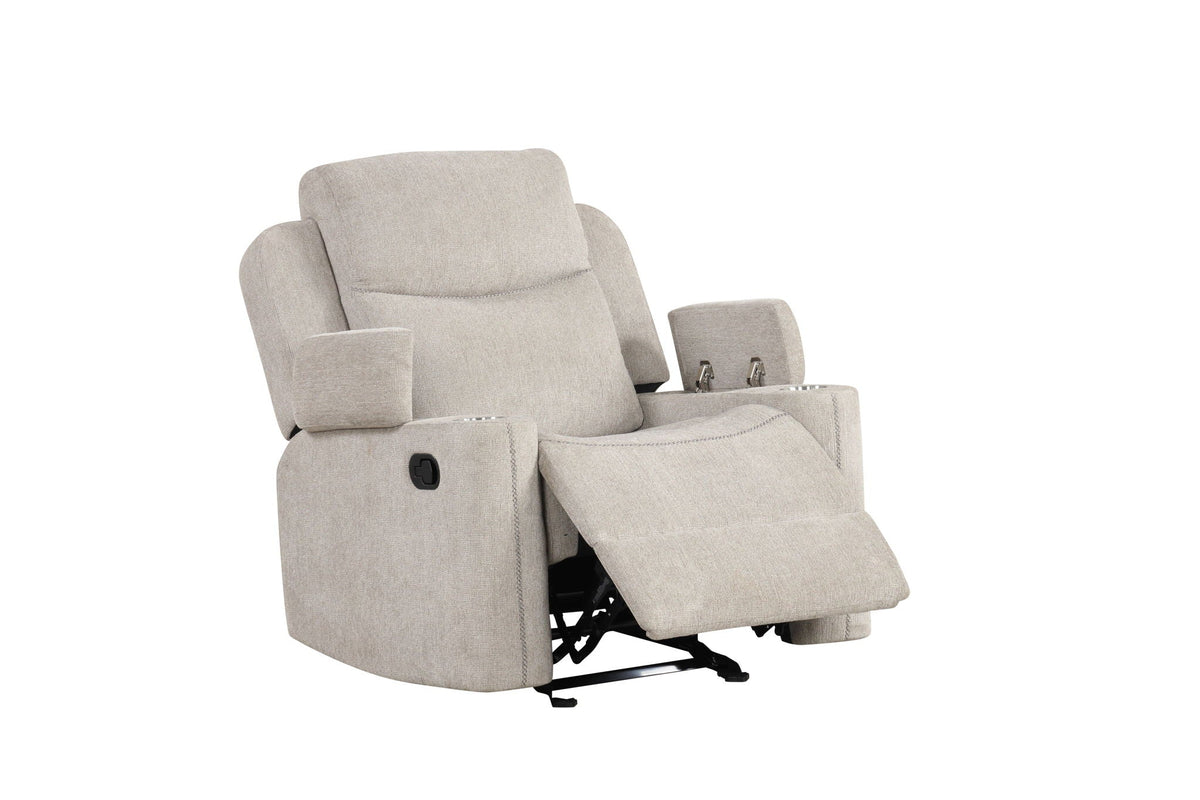Galya Motion Glider Recliner with Storage Arms - Light Gray