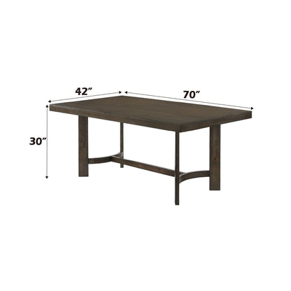 Farren Weathered Oak Dining Table with Durable Wood Construction - Dark Brown