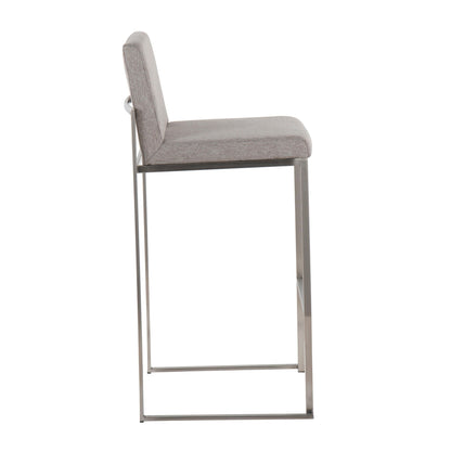 Contemporary High Back Barstool Set with Upholstered Seat – Multiple Colors