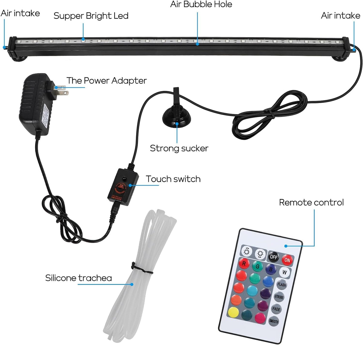 Fish Tank Light with Air Bubble Hole