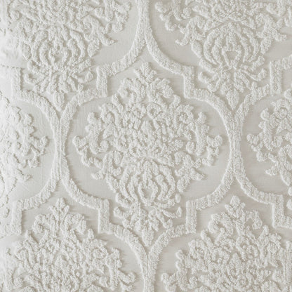 King/Cal King 3 Piece Tufted Cotton Chenille Damask Duvet Cover Set - Off-White