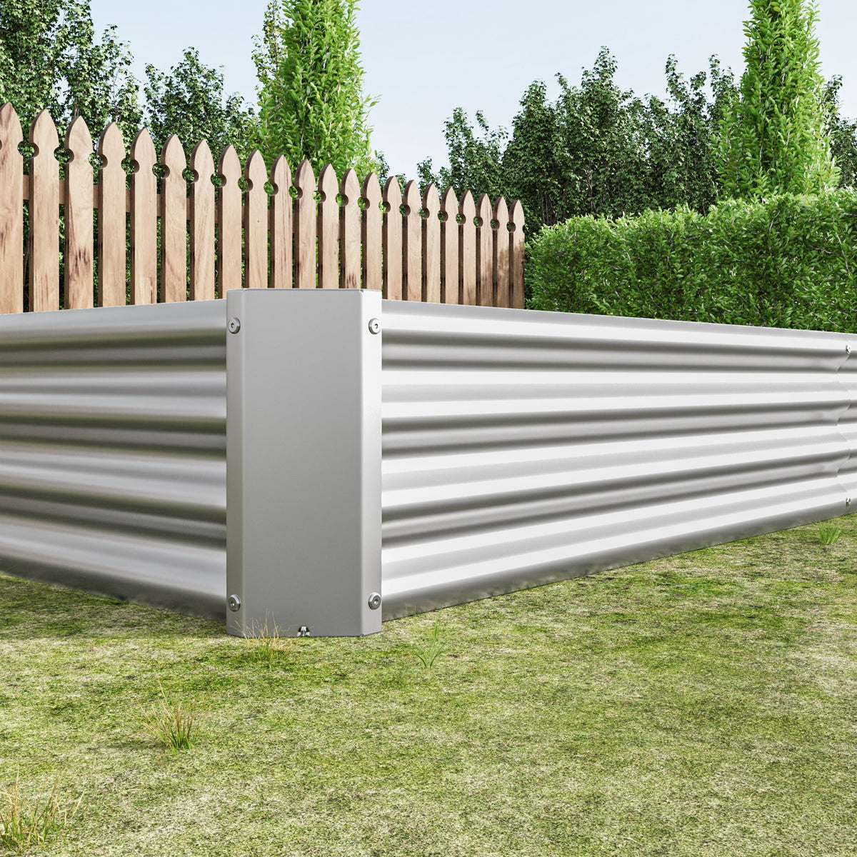 Metal Raised Garden Bed Kit with Anti-Rust Coating - Silver
