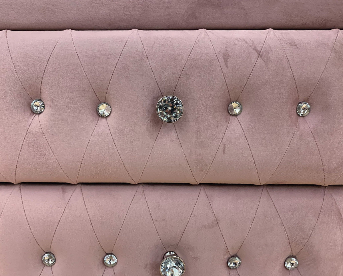 Pink Upholstered Accent Chest with Button Tufting - Reggie Collection