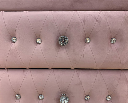 Pink Upholstered Accent Chest with Button Tufting - Reggie Collection
