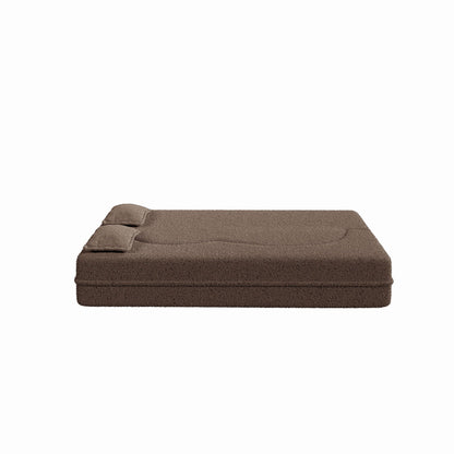 Modern Floor Futon Sofa Bed with Teddy Fabric and Two Pillows - Multiple Colors