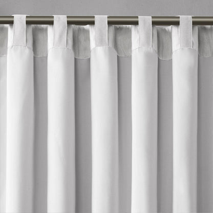 White Embroidered Curtain Panel with Lining - 50x95 Inches