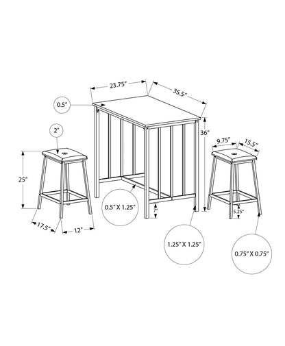 3 Piece Dining Set - Counter Height, Rectangular, Small, Contemporary & Modern
