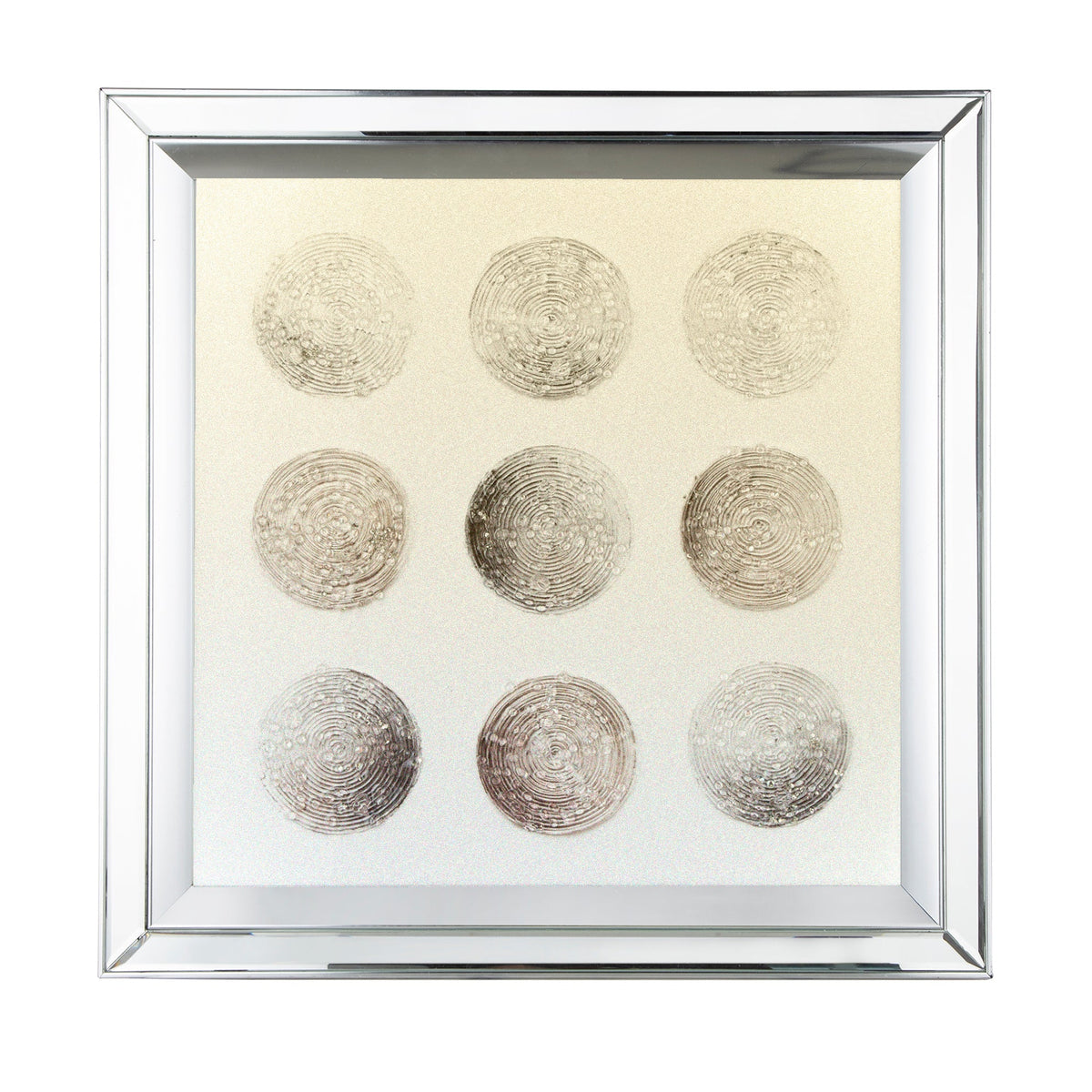 Ares Crystal Mirror Framed Wall Art with Lunar Motif - Multicolor