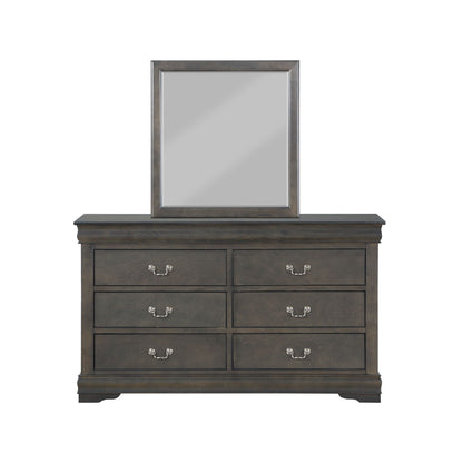 Louis Philippe Bedroom Mirror with Elegant Wood Frame - Dark Brown, Dark Gray, or White