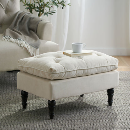 Lofton Pillow Top Ottoman with Button Tufting - Cream