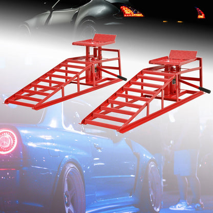 5 Ton Hydraulic Automotive Lift Ramps with Durable Steel - Red