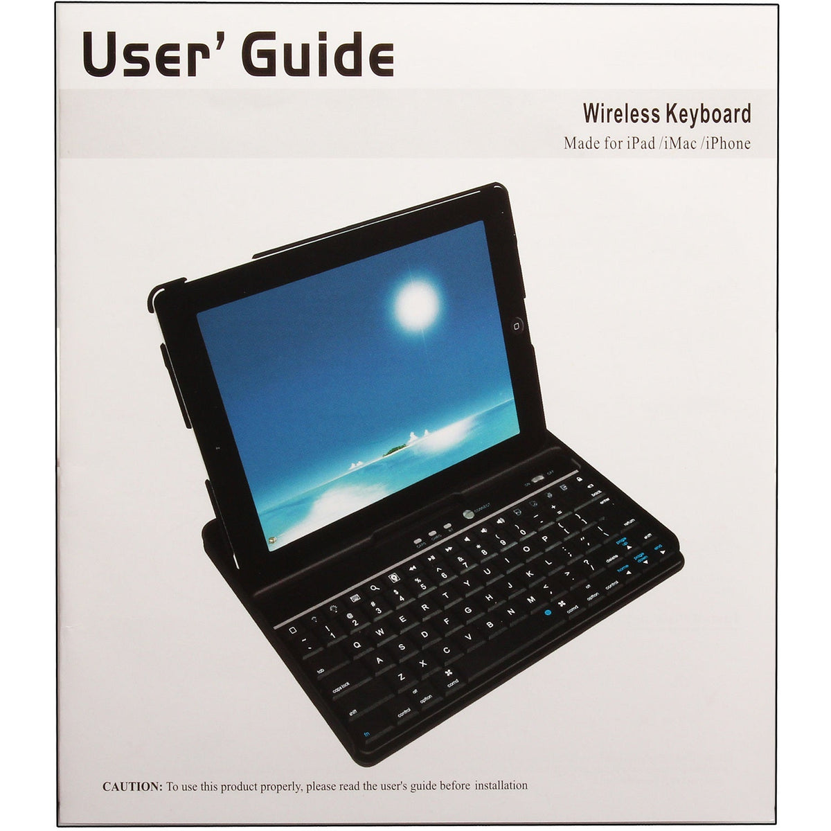 Wireless Keyboard Case Cover for iPad2, black