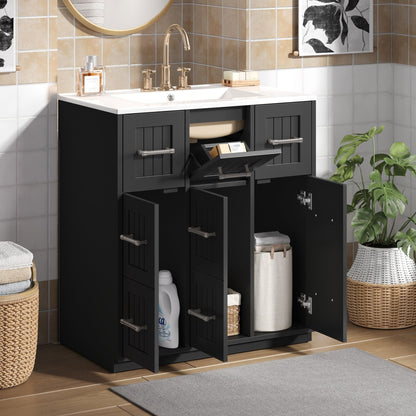 Bathroom Vanity With Undermount Sink and Soft-Close Doors - Blue or Black