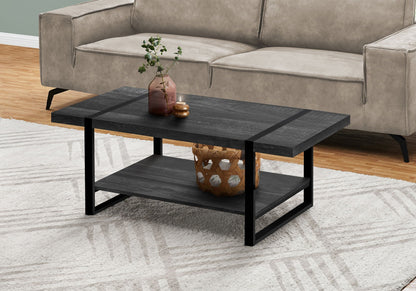 Rectangular Coffee Table with Fixed Storage Shelf - Dark Brown or Black
