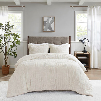 Ivory Fur Down Alternative Comforter Mini Set with Hypoallergenic Filling