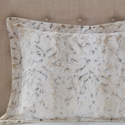 King 4PC Faux Fur Comforter Set with Reversible Faux Mink Backing
