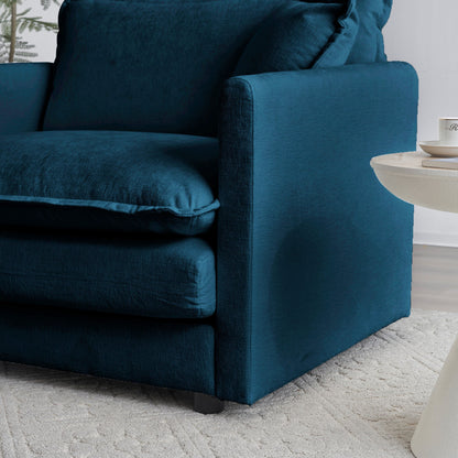 Modern Blue Fabric Loveseat Sofa with Solid Wood Frame - Blue