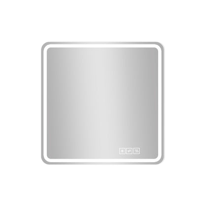 LED Bathroom Mirror with Anti-Fog and Tri-Color Lighting - Pearl Silver
