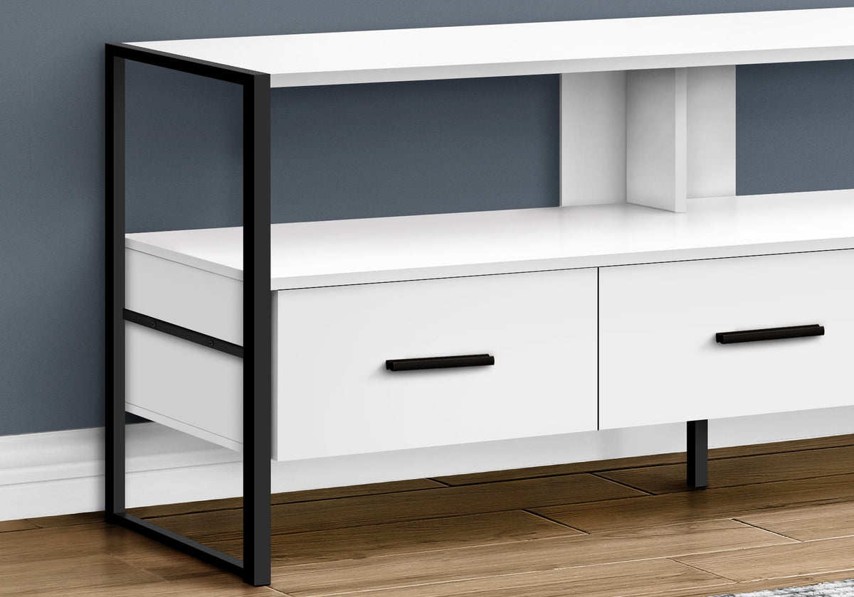 Modern TV Stand Console with Storage Drawers and Metal Frame - Multiple Colors