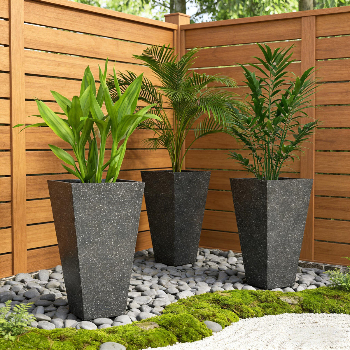 Stackable Taper Planters Set of 3 with Marble Finish