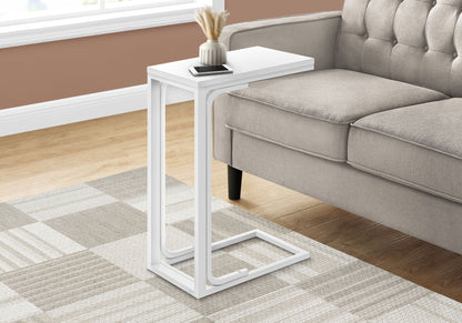 C-Shaped Accent Table with Metal Base - White