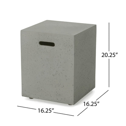 Modern Tank Holder Side Table with Smooth Concrete Surface - Dark Gray