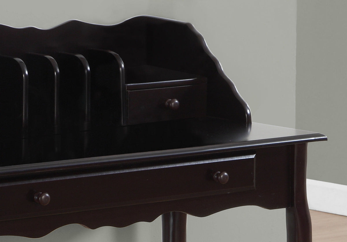 Dark Brown Wood Computer Desk with Storage Drawers - Home Office