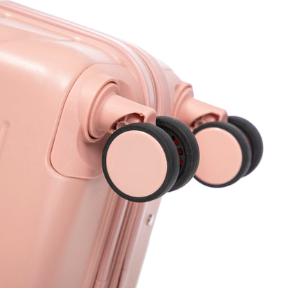 ABS 2-Piece Luggage Set with Spinner Wheels and Combination Lock - Pink