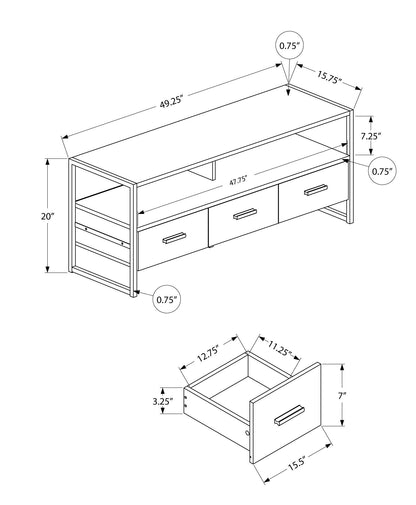 Modern TV Stand Console with Storage Drawers and Metal Frame - Multiple Colors