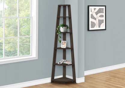 5-Tier Corner Bookshelf with Fixed Shelves - Modern Oak Finish