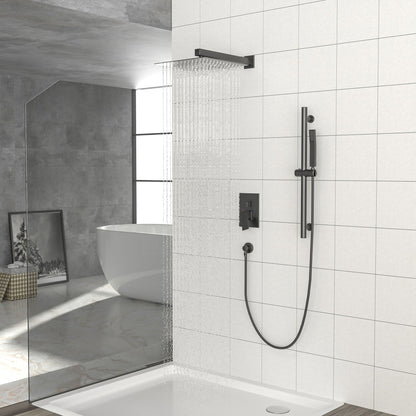 Wall Mounted Shower System with Adjustable Slide Bar - Matte Black