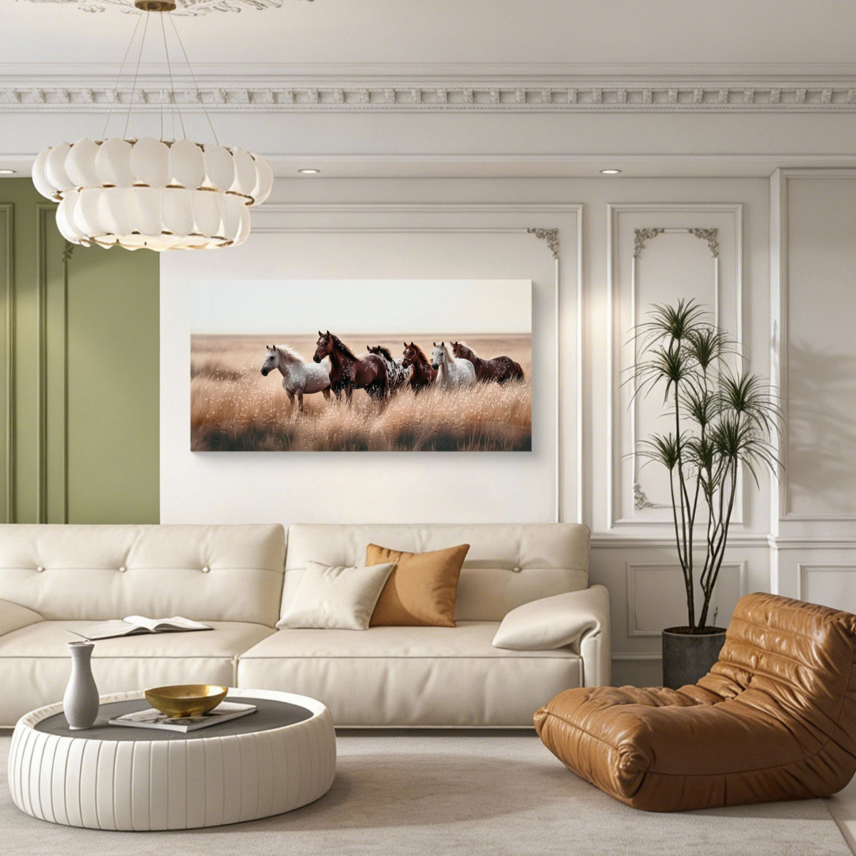 Rustic Horses Wall Art Set with Western Canvas Print - Multi
