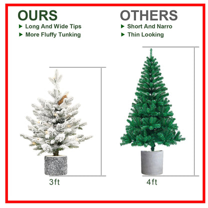 2FT Flocked Christmas Tree with Pot Base