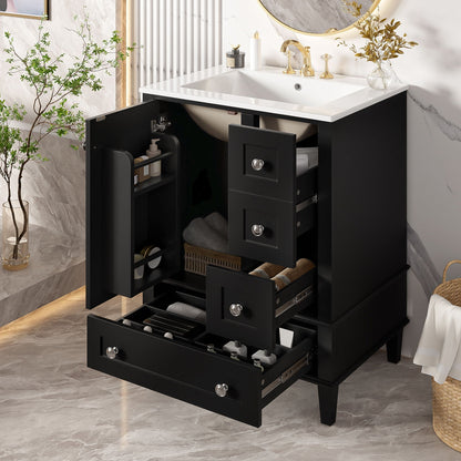 Bathroom Vanity with Integrated Basin and Soft Close Drawers - Multiple Colors