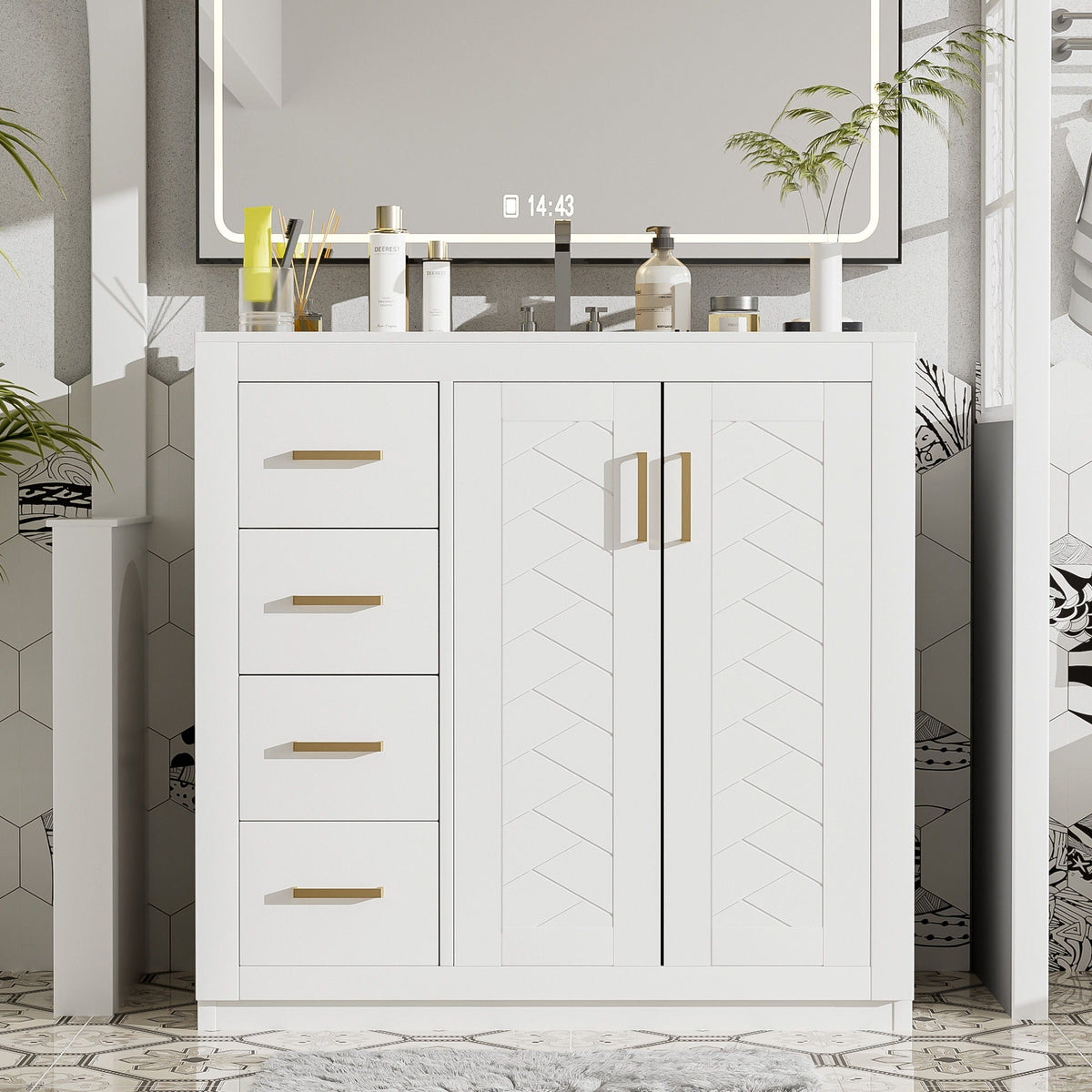 Bathroom Vanity With Sink Combo, Storage Cabinet, Freestanding Set