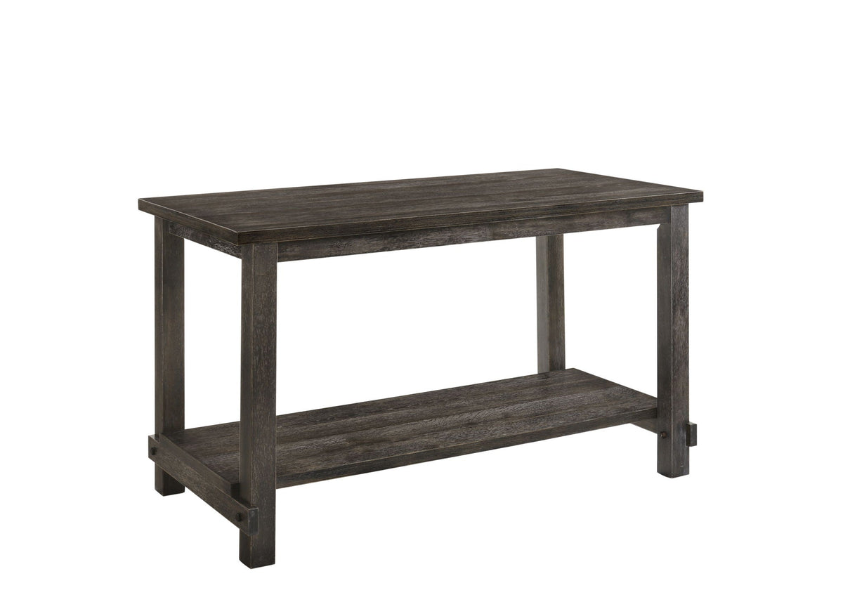 Weathered Gray Wood Counter Height Table with Shelf - Martha II