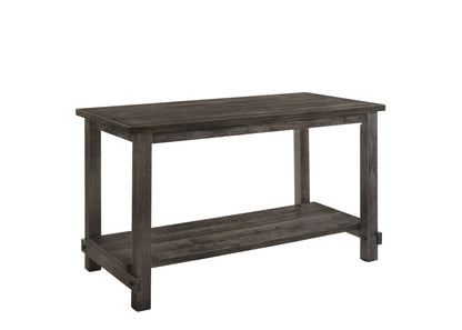Weathered Gray Wood Counter Height Table with Shelf - Martha II