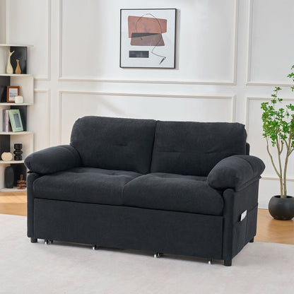 Convertible Pull Out Sofa Bed Queen Size with Side Storage - Fabric, Modern